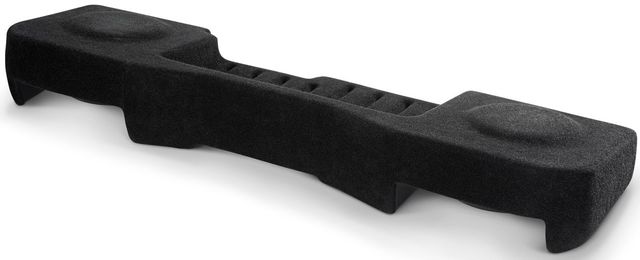 Black custom-fit subwoofer enclosure with two circular cutouts for speakers
